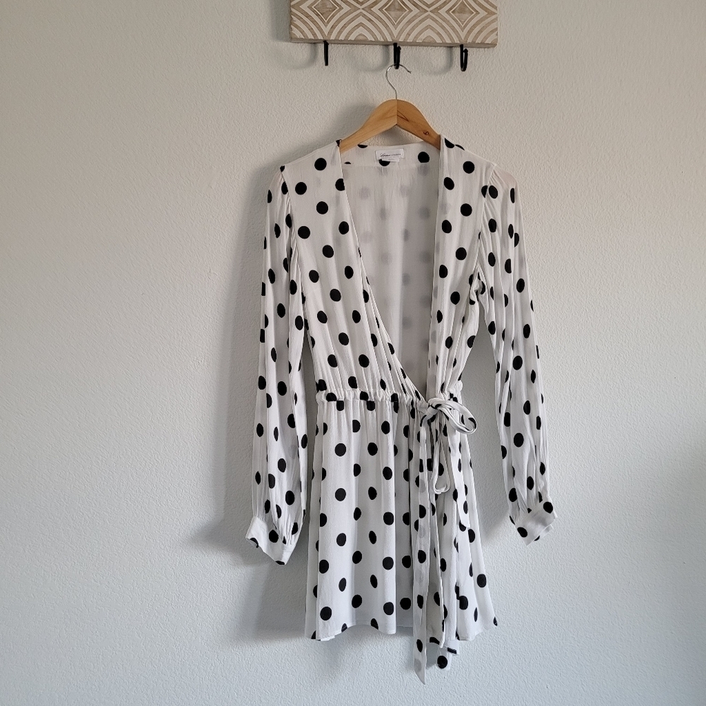 Lovers + Friends Maggie polka dot long sleeve wrap dress - Picture 9 of 12
